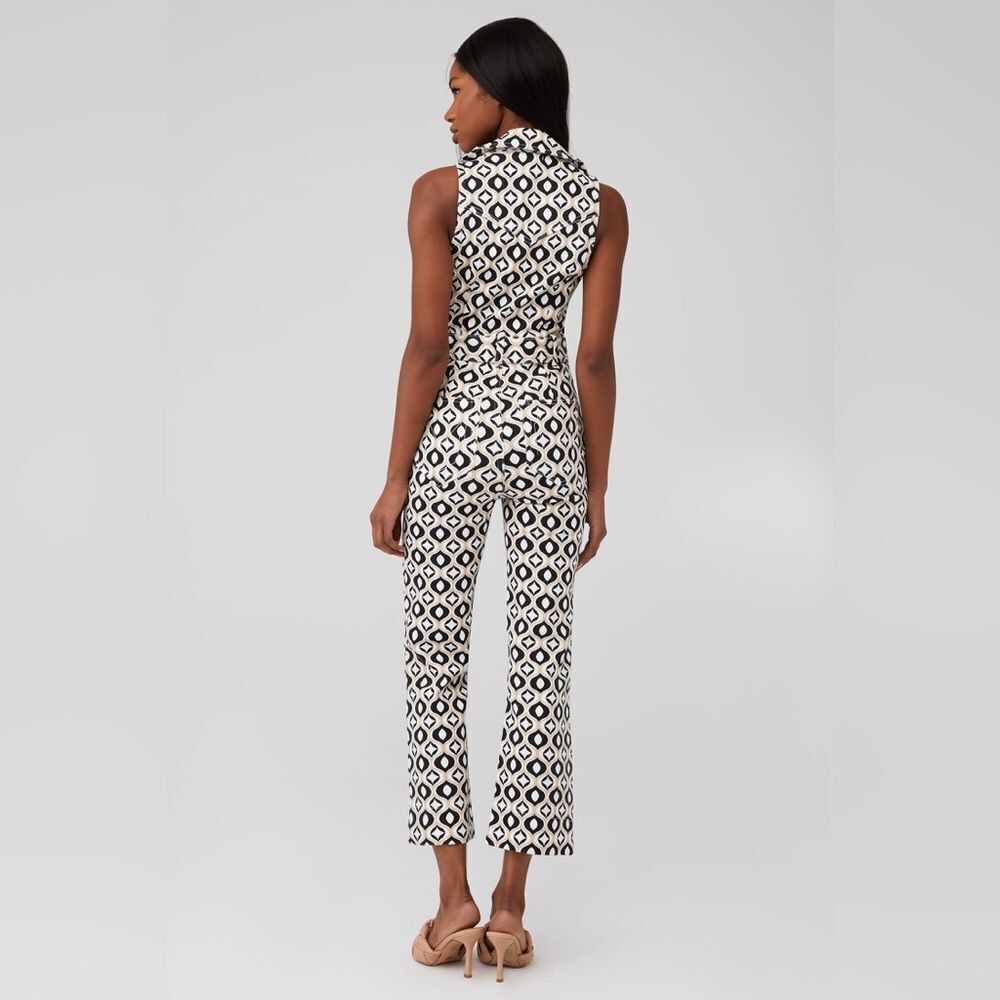 Show Me Your Mumu Jacksonville Cropped Geo Denim Jumpsuit Size Medium - Picture 3 of 13